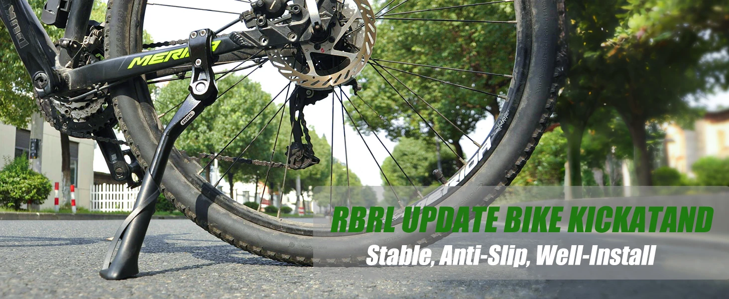 RBRL Verstellbarer Fahrradständer, Aluminium-Fahrradständer, rutschfest, langlebig, Fahrradseitenstütze für 24–29 Zoll MTB-Elektrofahrräder – Detail 1