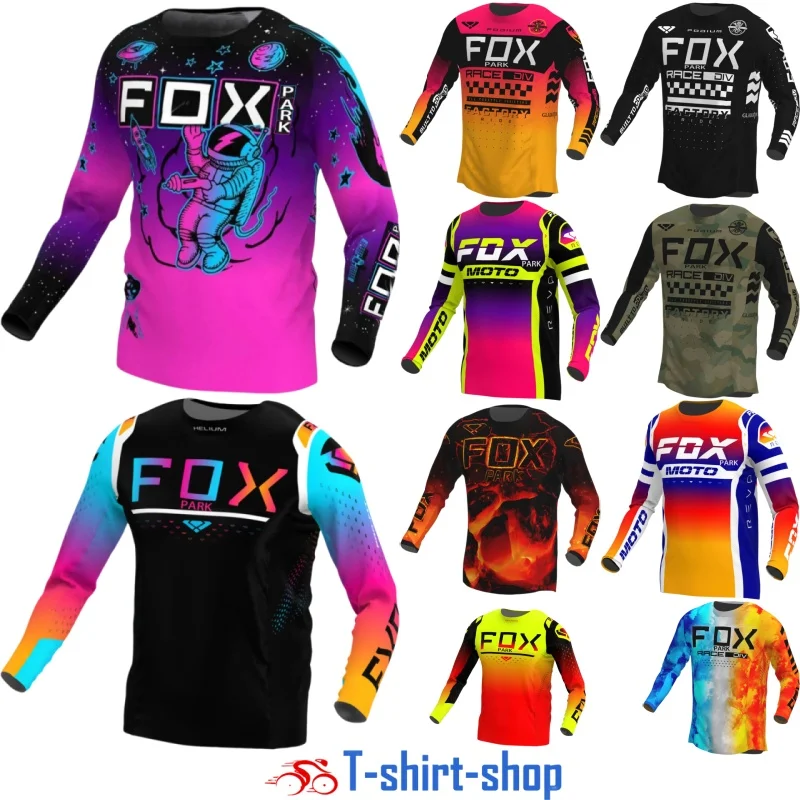 2024 New foxpark Men Cycling Quick Dry Motocross Downhill Mountain Bike DH T-Shirt MX Motorcycle Clothing for Boys MTB T-Shirts