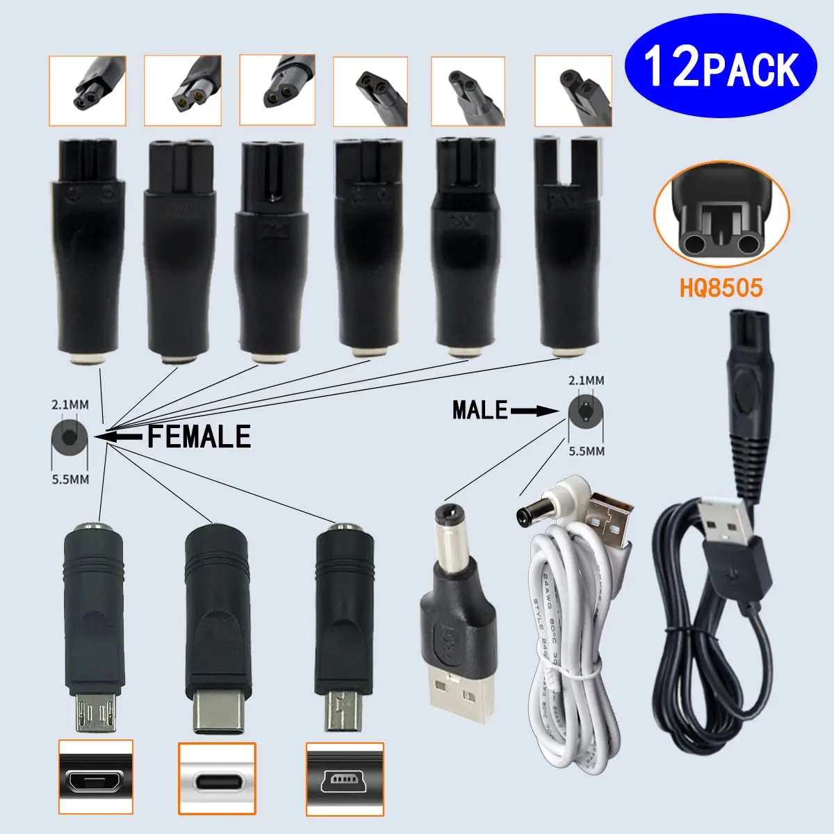 USB adapter is suitable for a variety of electric hairdressers, shavers, beauty instruments, purifiers, table lamps and others