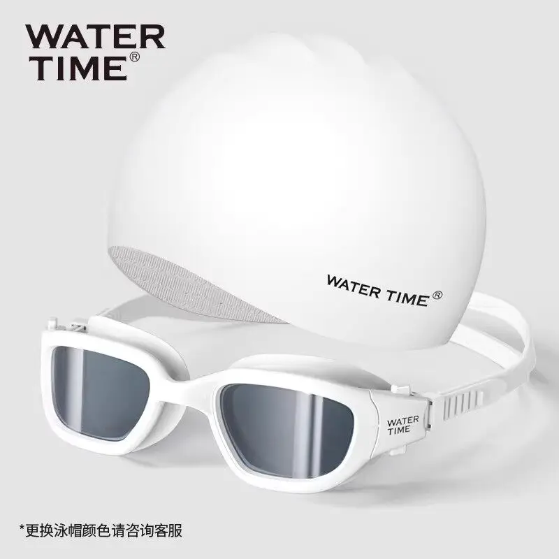 watertime-防水・曇り止め機能付きスイミングゴーグル、スイミンググラスと高精細スイミングキャップのセット