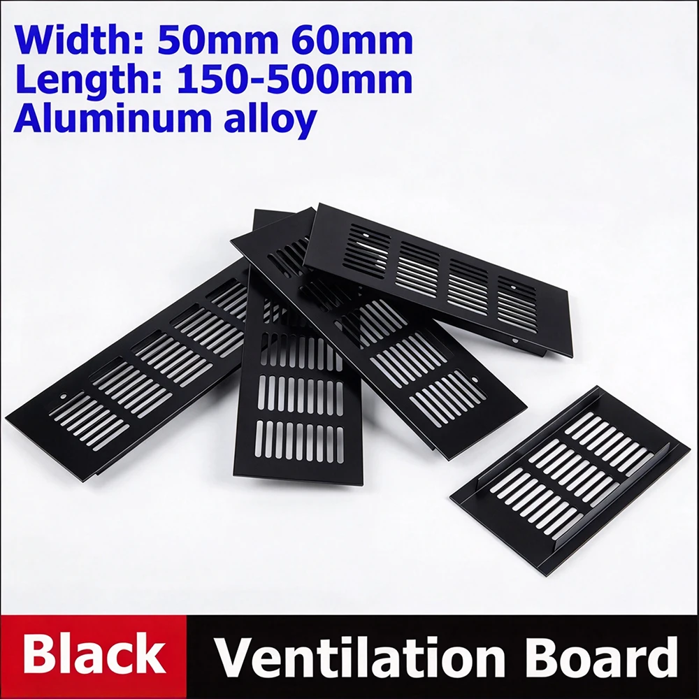 Width50-60mmAluminum Alloy Cabinet Heat Dissipation Grille Breathable Network Air Hole Rectangular Heat Dissipation BreathabBlac