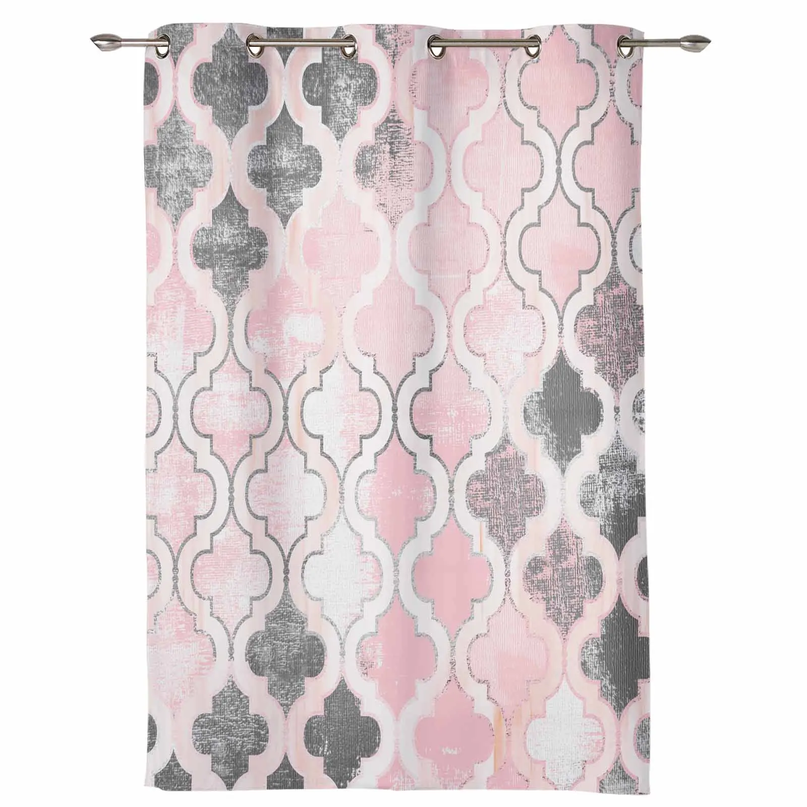 Painted Mottled Modern Morocco Pink Outdoor Curtain For Garden Patio Drapes Bedroom Living Room Kitchen Bathroom Window Curtain