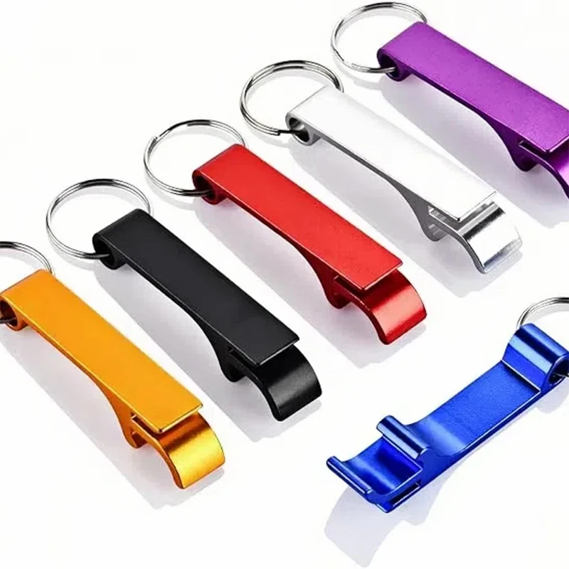 1PCS Bottle Opener Beer Keychain Keyring Multifunctional Laser Carving Key Ring Chain Bar AD Multi Color For Birthday Gift
