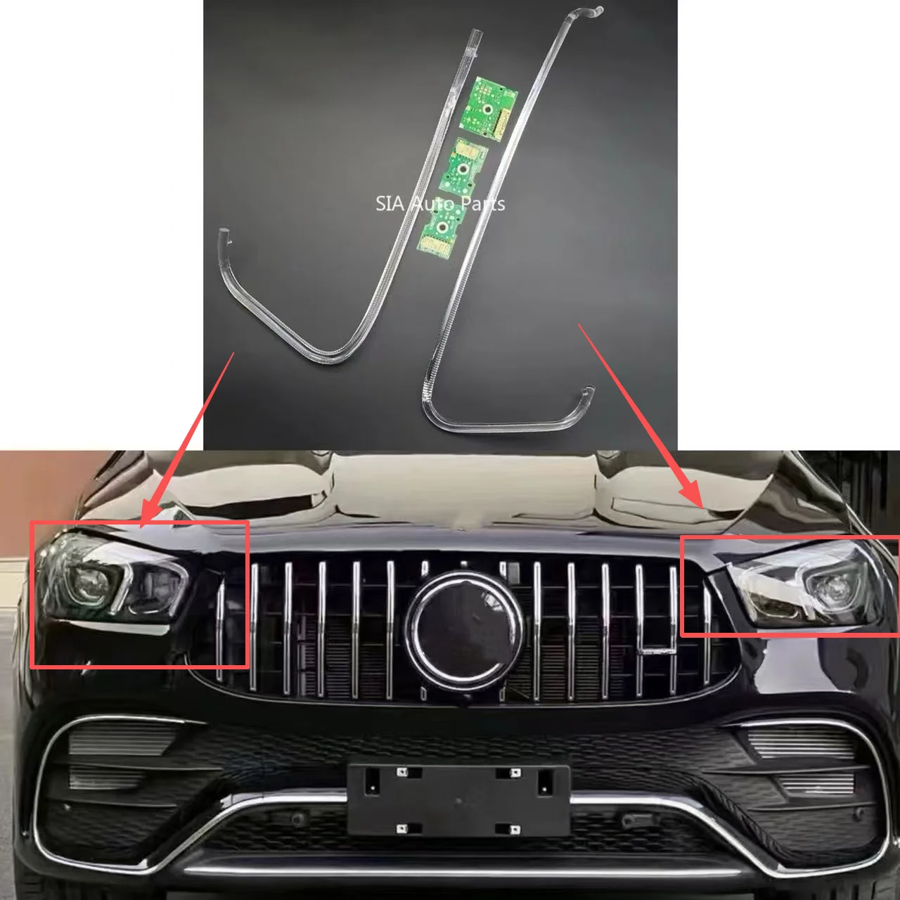 

NEW For Mercedes-Benz GLE W167 2020-2024 High Car DRL Chip Light Guide Strip Angel Eye LED European Ballast White Light CHIP