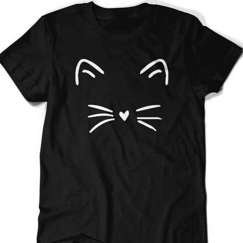 Cat Shirt Gifts for Her Kitty Tshirt Whiskers Face Girls Mothers Day Meow Breathable Camisetas Nostalgia Retro Tops