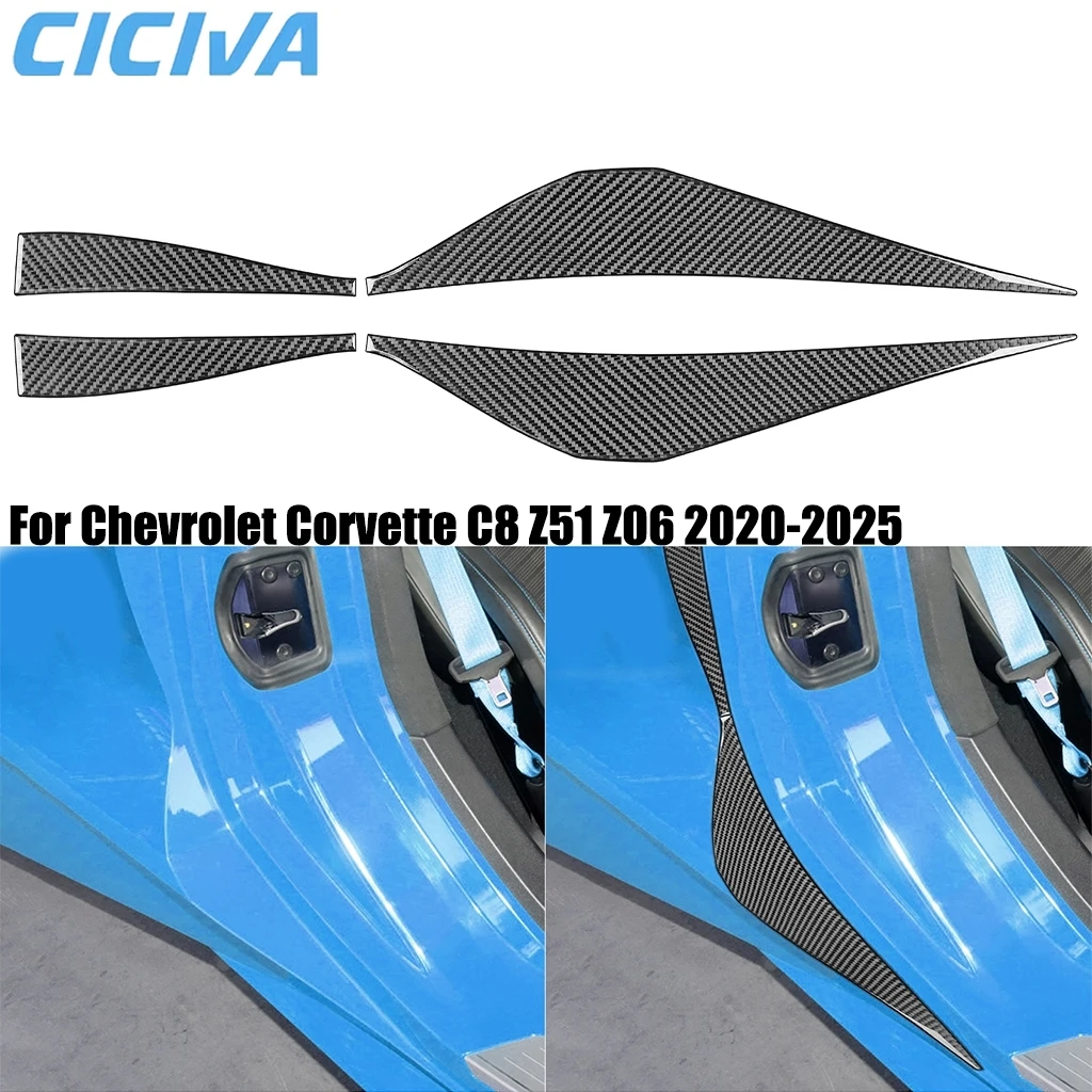 

For Chevrolet Corvette C8 Z51 Z06 2020-2025 Carbon Fiber Door Armrest Panel Decoration Interior Cover Stickers Car Accessories