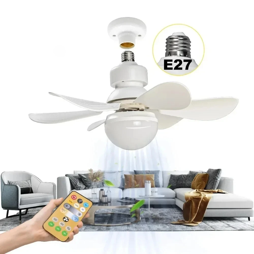 

Modern 30W E27 Remote Control Large Size Fan Lamp with LED Lights Dimmable Mount Light Ceiling Fans for Bedroom Living Room