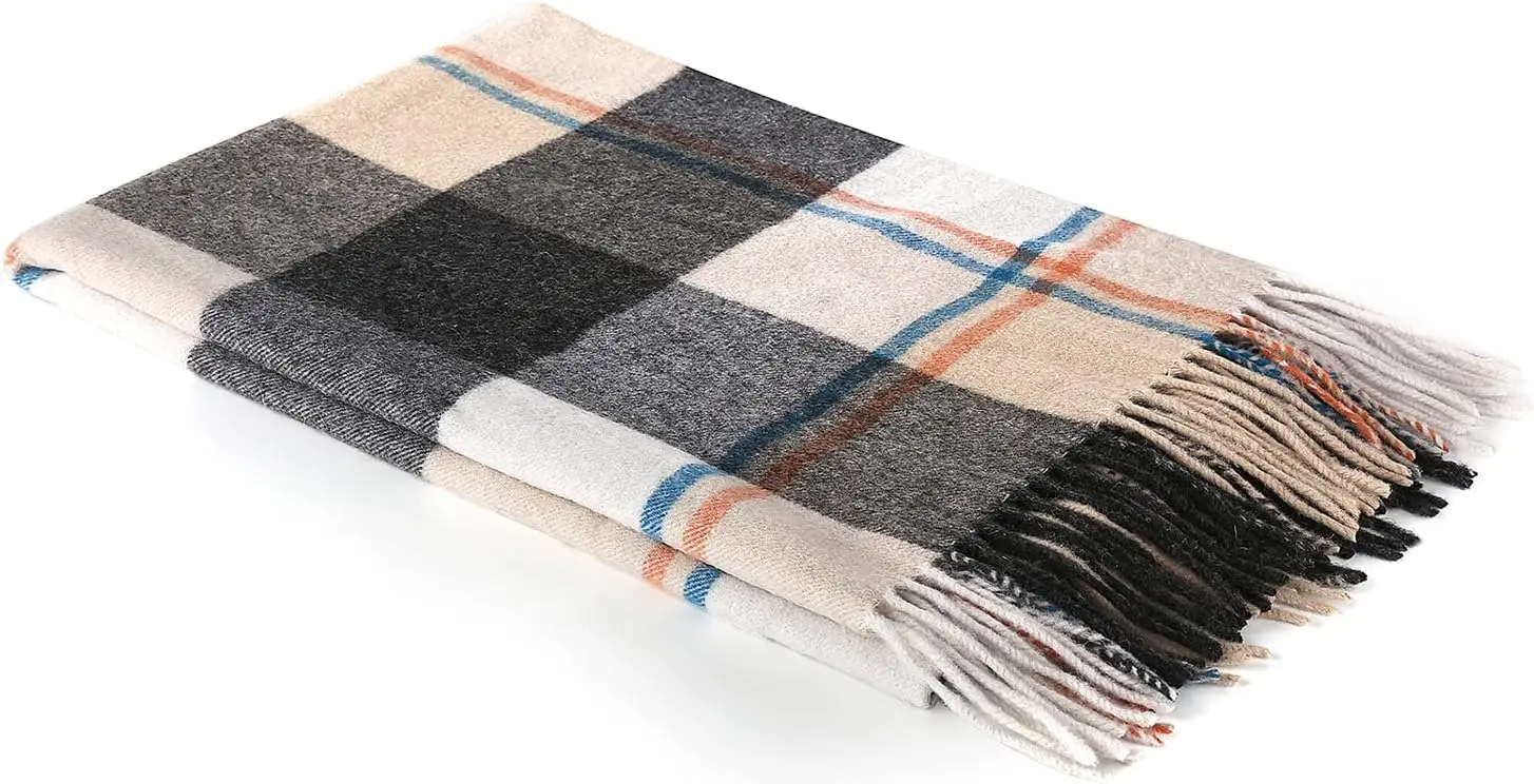 

100% pure Cashmere Scarf with Fringed Edges, Super large size for Men and Women,Warm & Soft,Colors Available in Solid/Plaid