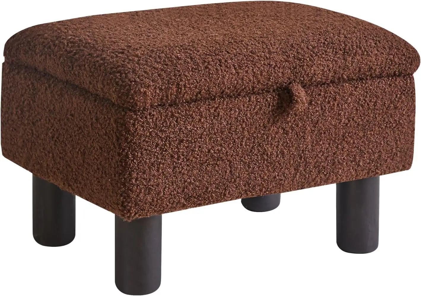 

Small Foot Stool Ottoman With Storage, Teddy Velvet Foot Rest With Wood Legs And Safety Hinge Flip Top, Bedside Step Stool Rec