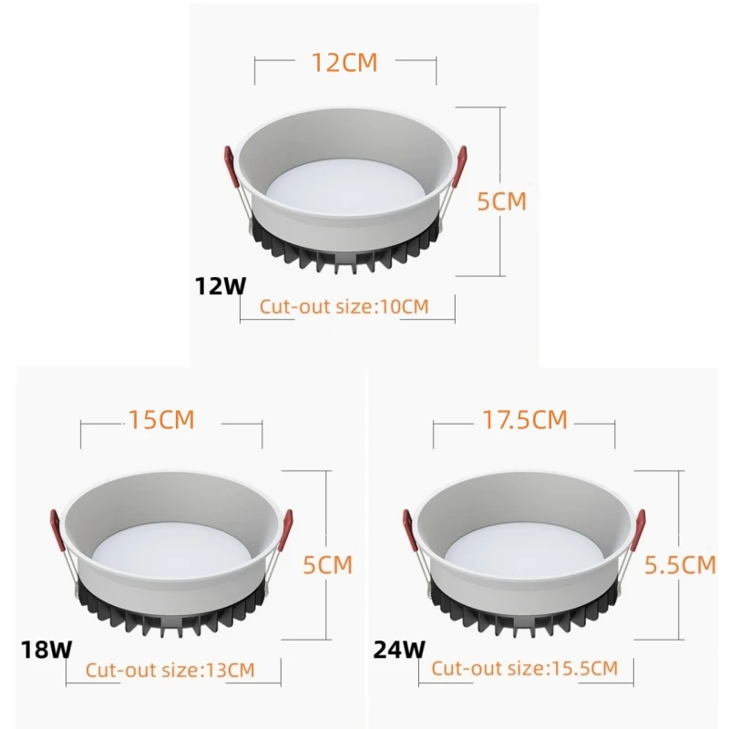 Panel LED regulable para empotrar, luz de techo redonda de 12W, 18W y 24W, CA de 110V -220V, 1 piezas