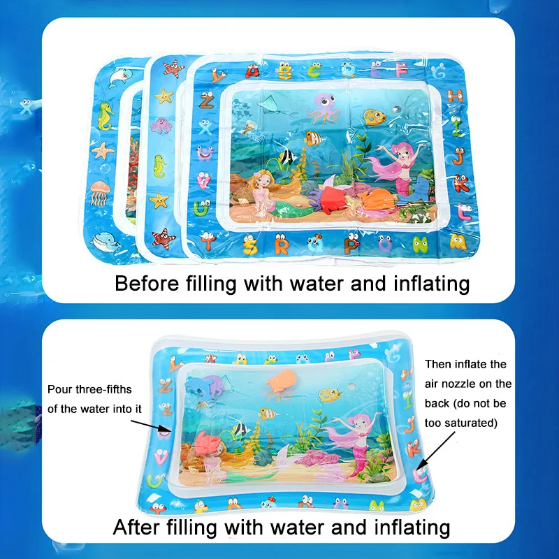 Inflatable Water Mat for Baby Play Mat PVC Toddler Fun Activity Cushion Mat Sea World Kids Ice Pad Summer Early Education Toys