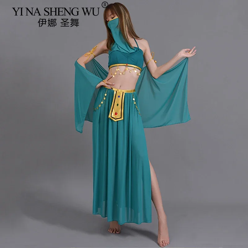 Sexy Belly Dance Performance Costumes Sequin Chain Bra Exotic Latin Dance Clothing Women Hot Stamping Egypt Stage Dance Costume