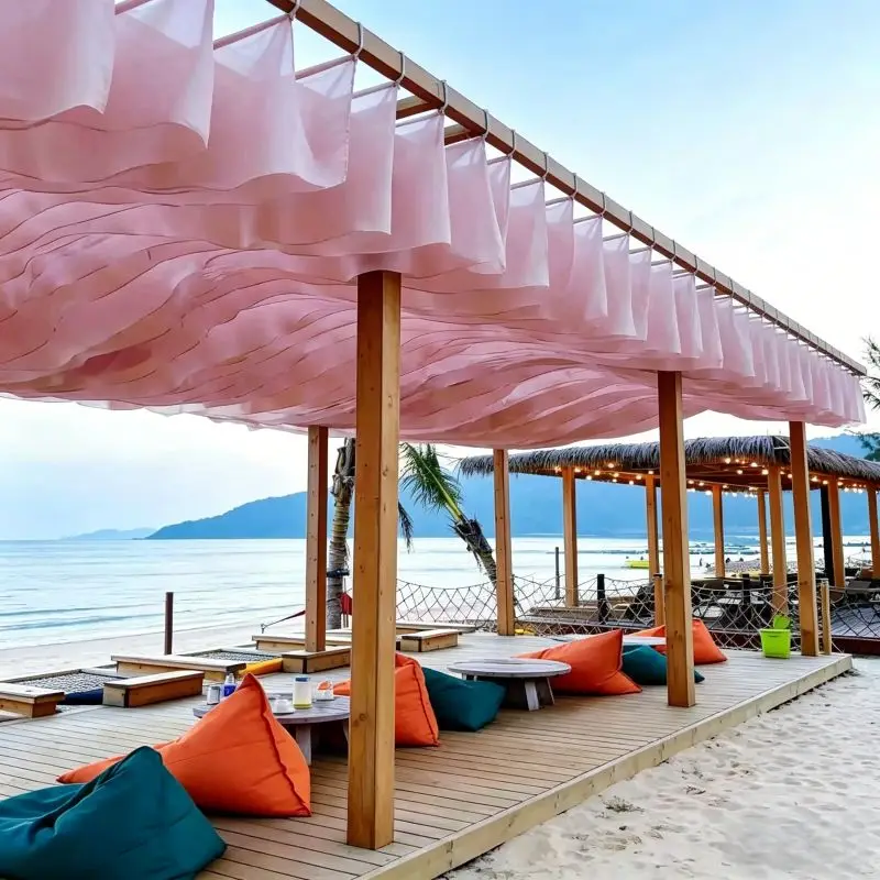 

Colorful Wave Ceiling decoration Outdoor Wind-Moved Sunshade Cloth Courtyard Garden Wedding Homestay Restaurant Scenic Decor