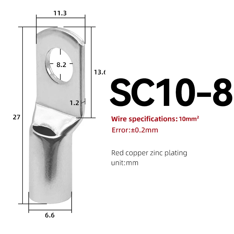 5/10PCS SC10 SC16 SC25 SC35 SC50 SC70 SC95 Terminal 10-95 MM2 Kabelschuhe Draht Stecker Verzinnt elektrische Solder Lug 10-3/0 AWG