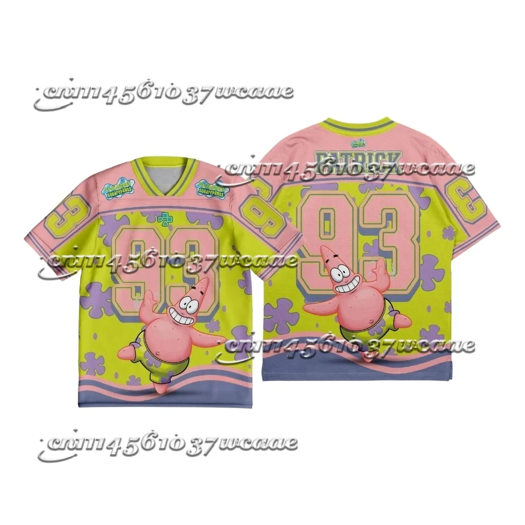 SpongeBob Anime  Jersey Fan T Shirt Cartoon Character Large  Themed Background Print Sport Uniform for All Family Matching