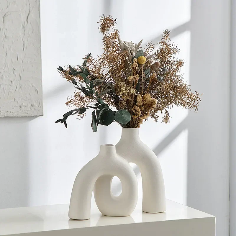 

Modern Wedding Decoration Vase, Dry Flower Ceramic Water Pipe Twist Vase, Living Room, Indoor, Flower Arrangement Container