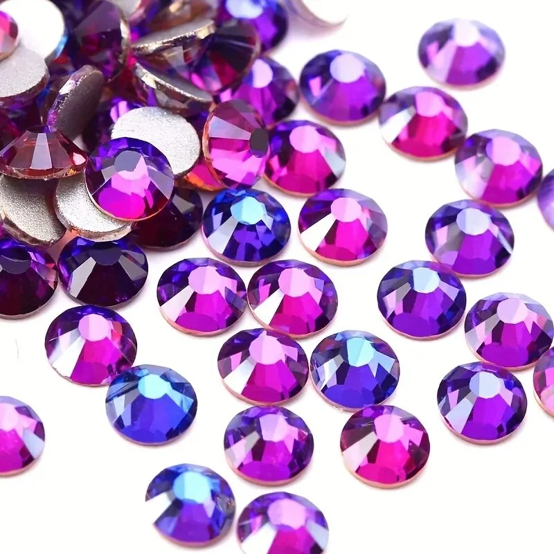 288/1440PCs SS4-30 Purple Velvet Non Hotfix FlatBack Glass Rhinestones Nail Art Decorations Crystal Shining Gems Glitter