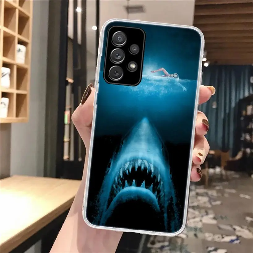 Ocean Monster Shark Swimming Soft Phone Case For Samsung Galaxy A14 A13 A12 A15 A54 A53 A52 A55 A34 A33 A32 A35 A24 A23 A22 A25 