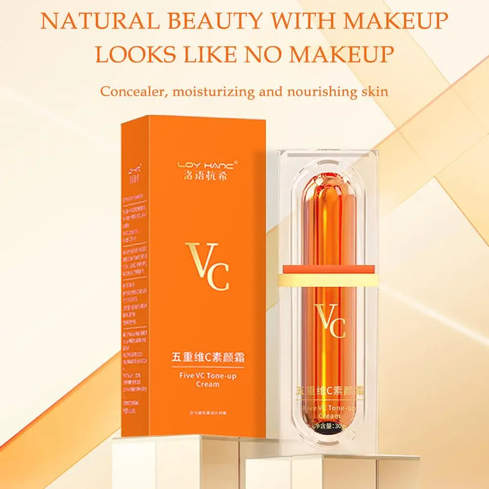 Five Vitamin C Tone-up Cream 30g VC Whitening Brightening Concealer Natural Moisturizing Lazy Makeup Cream Cosmetic Dropshipping