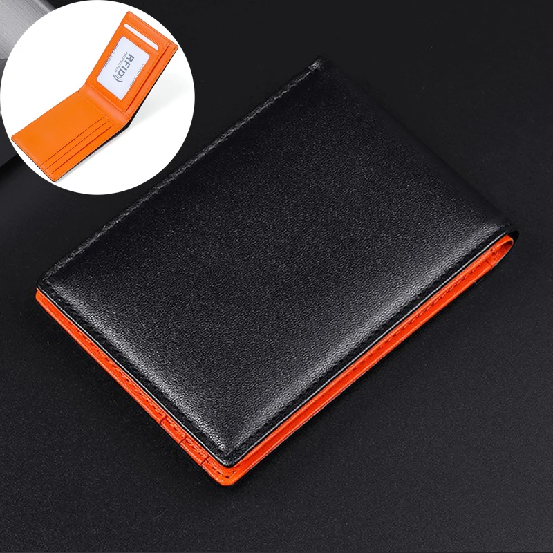 

Мужской кошелек Rfid из натуральной кожи, роскошные тонкие кошельки с крестом, тонкий короткий кошелек с держателем для кредитных карт, минималистичный мужской мешок для денег
