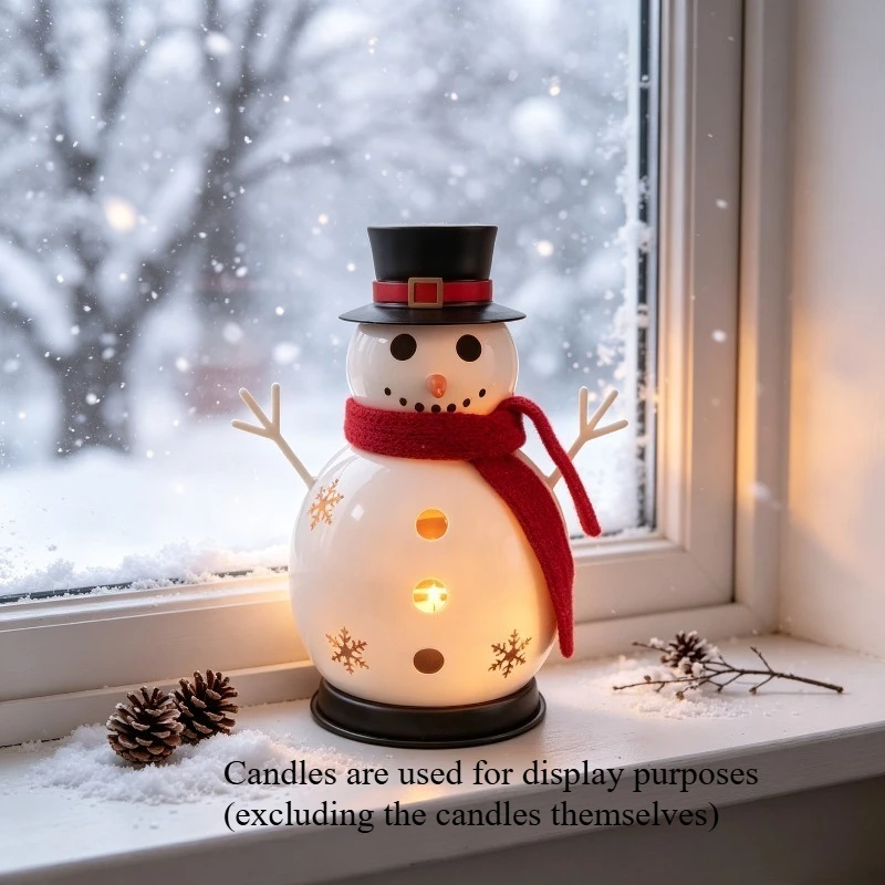 Iron Hollow‑out Snowman Statue Ornament Christmas‑Themed Tabletop Craft for Home Holiday Scene Decoration Home Decoration