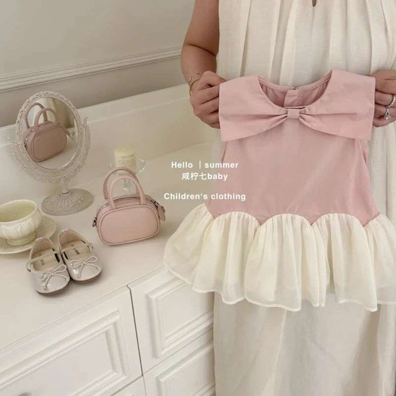 

Girls' Summer Dress New Ballet Aesthetic Baby Girl Dress Sweet Pink Bow Princess Dress500563