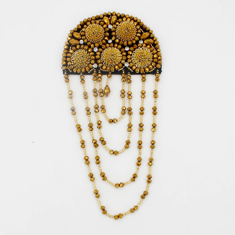 2pcs Tassel Beaded Epaulette for Clothes Punk Coat Suit DIY Badge Epaulets Shoulder Patches Appliques Sewing Accessories