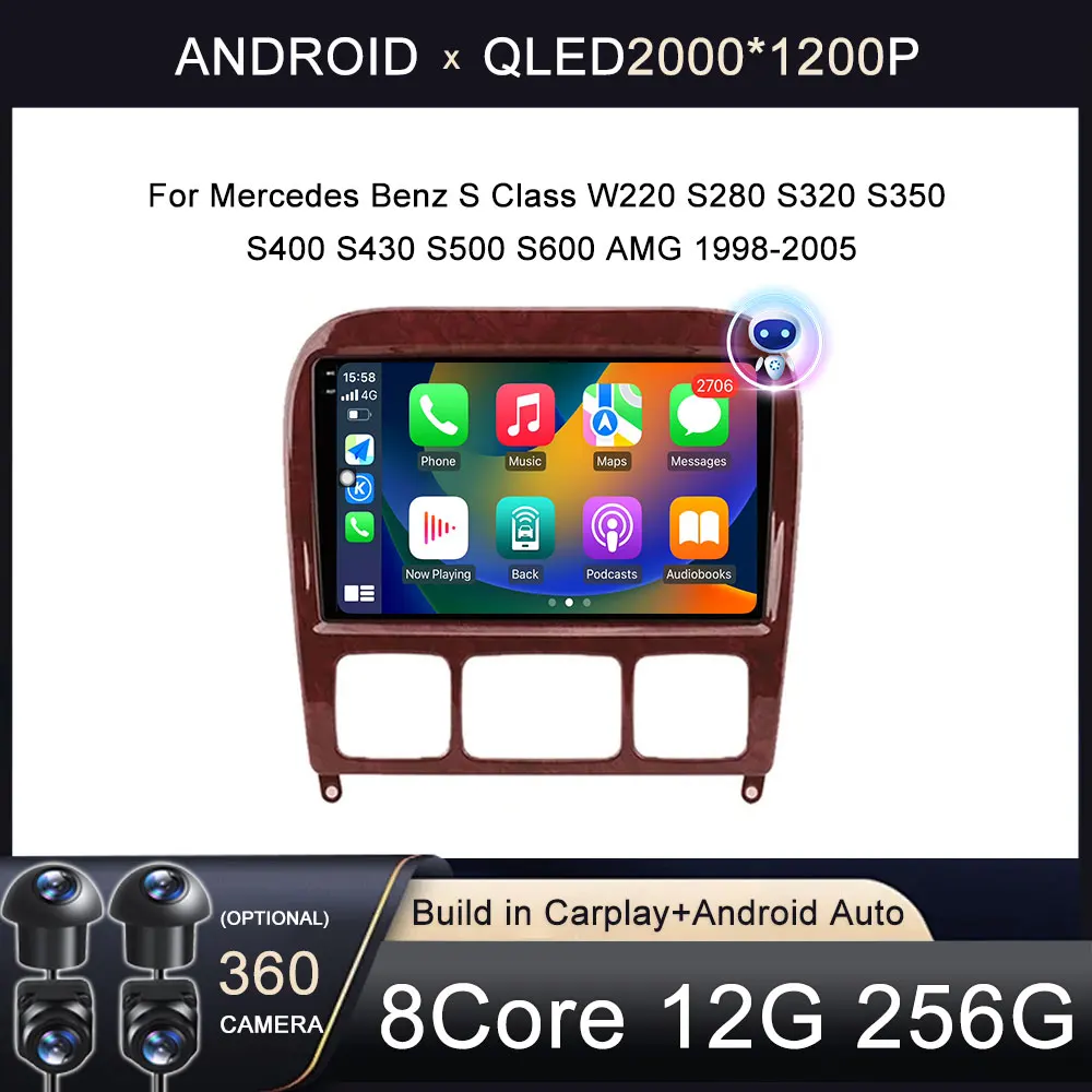 

Автомагнитола на Android 14 для Mercedes Benz S Class W220 S280 S320 S350 S400 S430 S500 S600 AMG 1998-2005