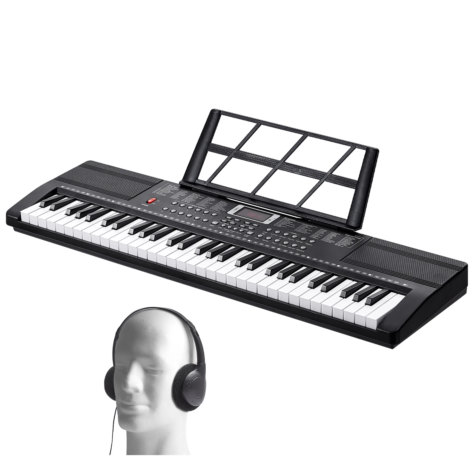 SucceBuy 61 Key Digital Keyboard Piano Electric Portable Piano 200 Tones 200 Rhythms or 600 Tones 500 Rhythms for Beginner Use