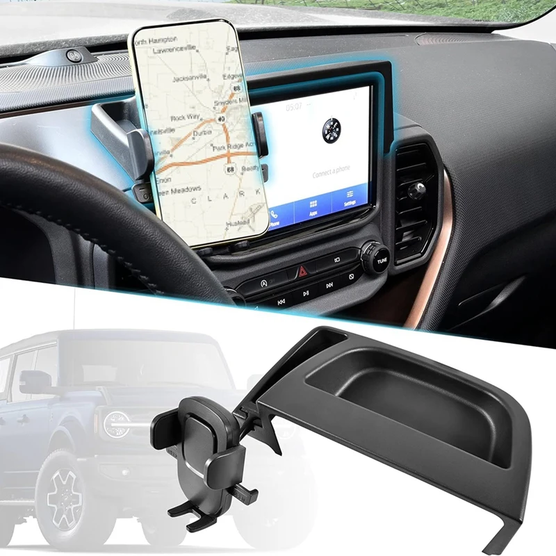 Dashboard Phone Holder For Ford Bronco Sport 2021-2023, Phone Holder With Tray Dashboard Organizer Parts Component