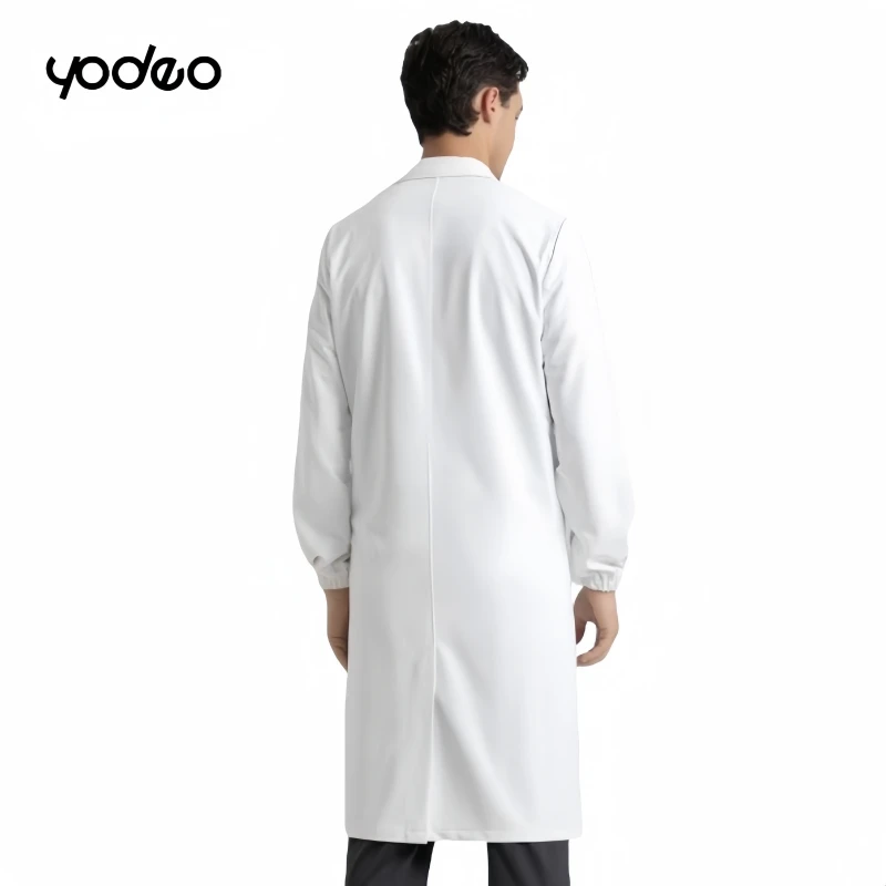 Bata de laboratorio blanca de manga larga Unisex, uniforme de médico, ropa de trabajo antiestática, bata blanca de laboratorio de cirugía plástica oral