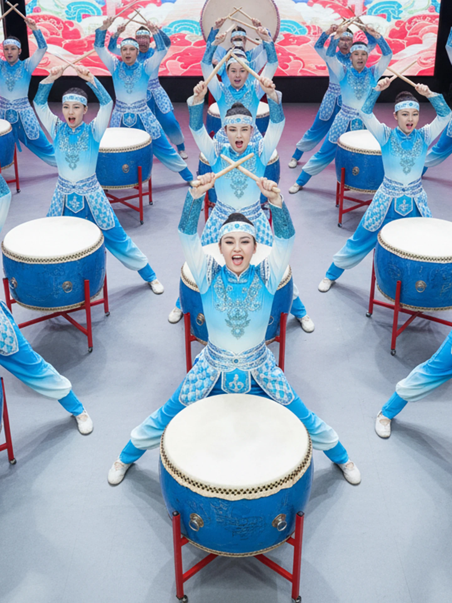 

Новый костюм для выступлений с барабанами 2026 года для взрослых: женский и мужской, с открытым воротом, с драконьим узором, для танцев с поясным барабаном, гонгом, зимний, традиционный, этнический, сценический