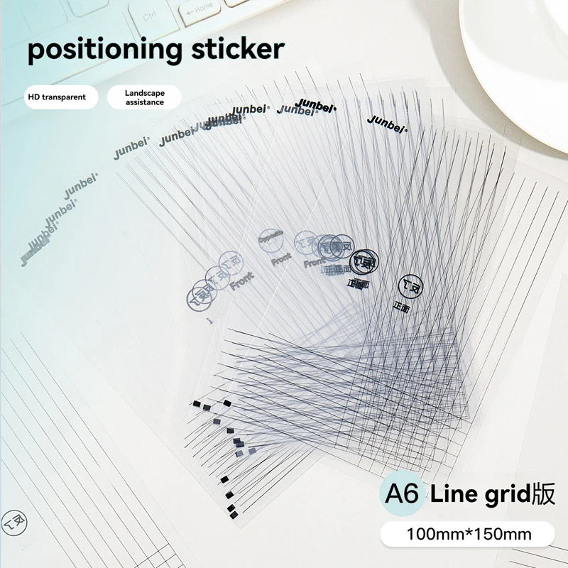 Autocollants de positionnement A6 transparents avec lignes quadrillées pour la création de cartes et la mise en page DIY