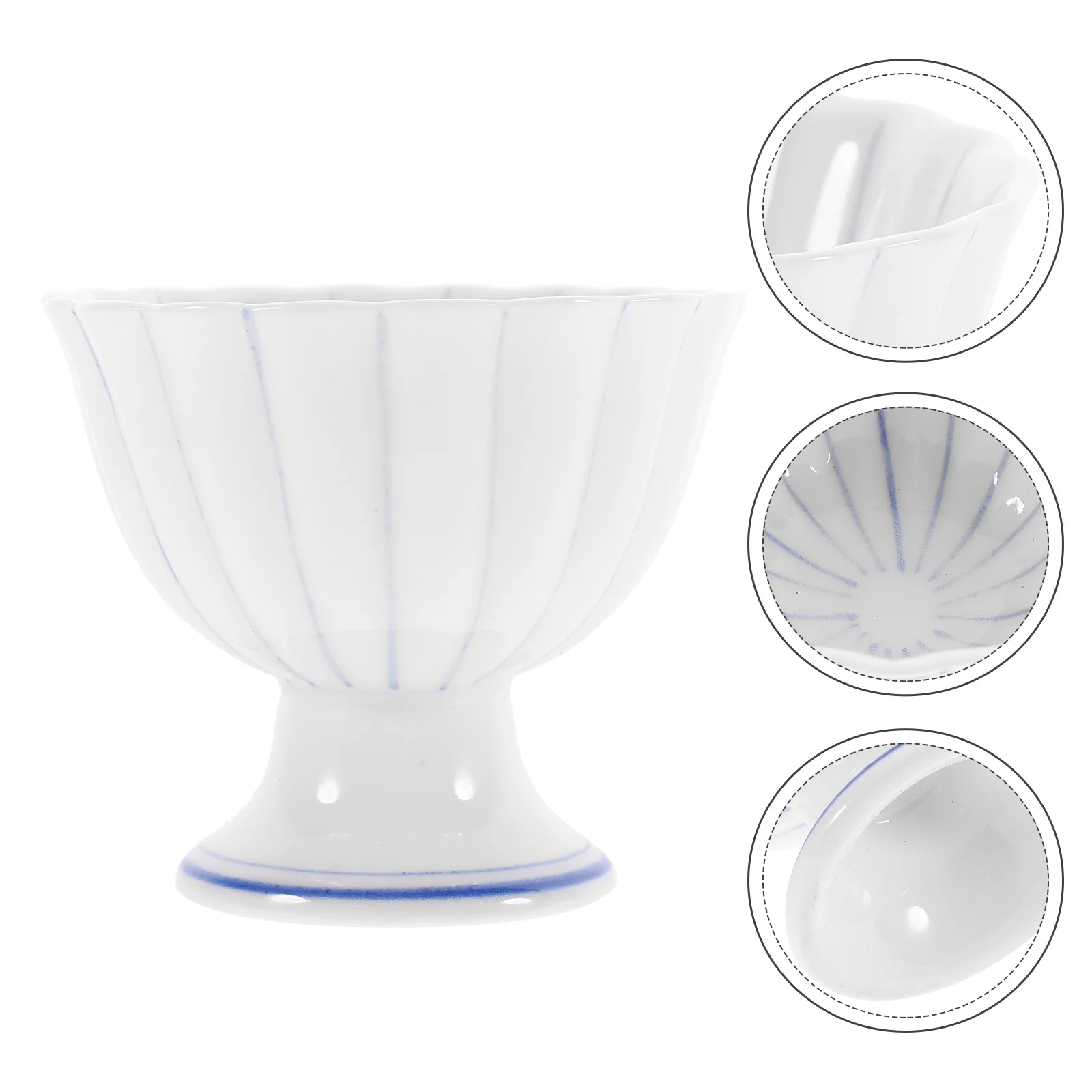 

Ceramic Footed Ice Cream Bowl Dessert Holder for Home Parties Bars Yogurt Pudding Easy Clean Decorative