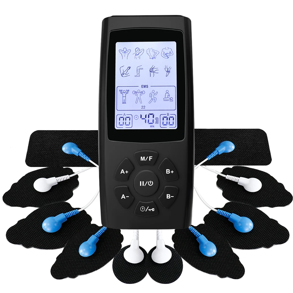 10 وسادة عشرات EMS الوخز بالإبر نبض مدلك الكهربائية محفز العضلات الكهربائية تحفيز آلة العلاج الطبيعي لتخفيف الآلام