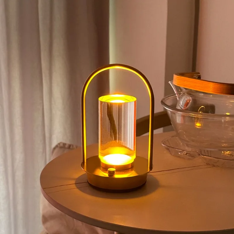 Ambient Light Simple Portable LED Charging Touch Internet Celebrity Metal Table Bedroom Bedside Night Light