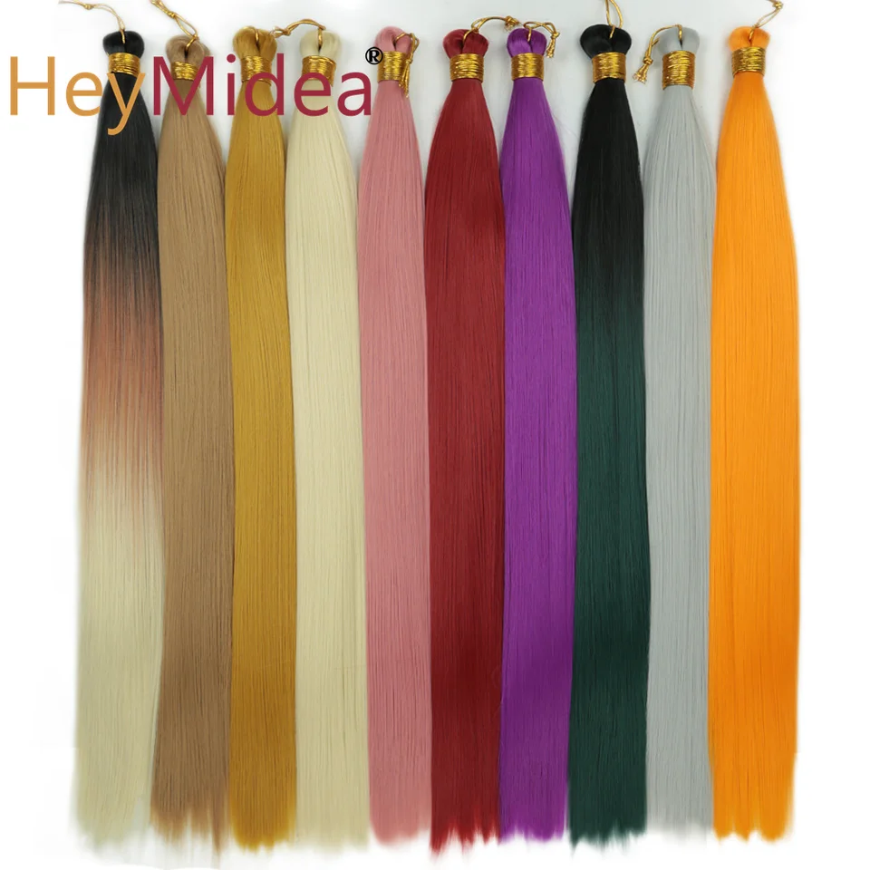 Paquetes de cola de caballo lacia de 22-28 pulgadas para crochet, sedoso y colorido, sintético ombre para mujer 5