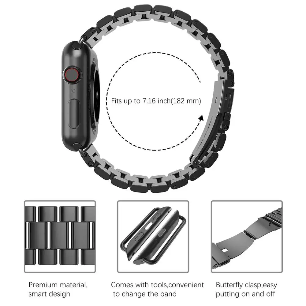 Ремешок из нержавеющей стали для Apple Watch Band 44 мм 40 мм 42 мм Аксессуары Металлический браслет iWatch Series 10 9 8 5 6 SE 7 41 мм 45 мм