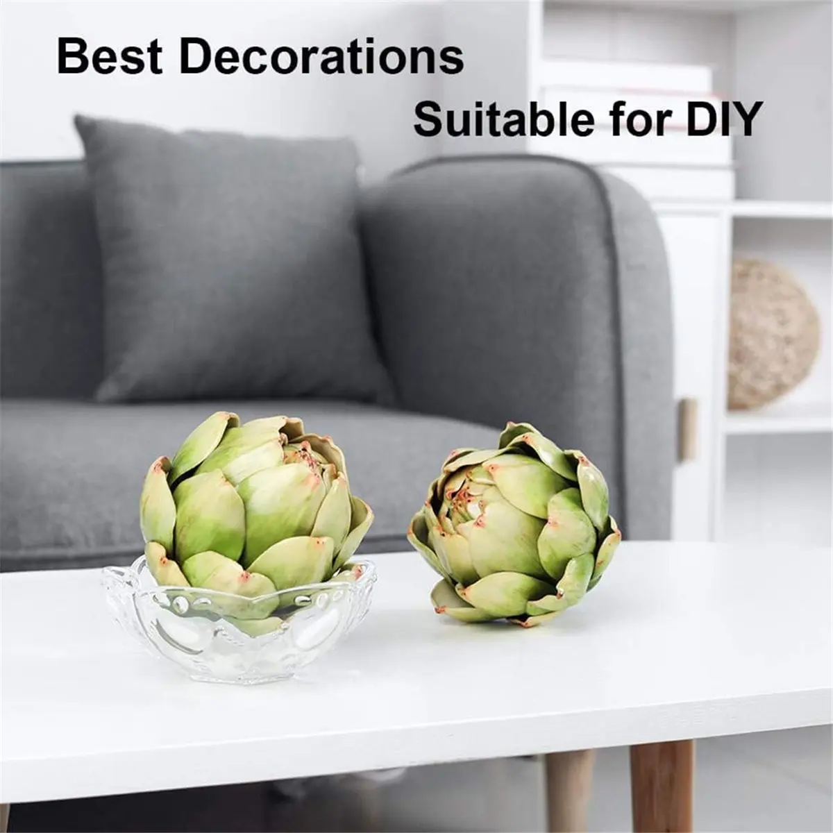 3-Pack Large Green Faux Artichokes - Artificial Vegetables and Fake Fruits for Kitchen Decorations &LICG