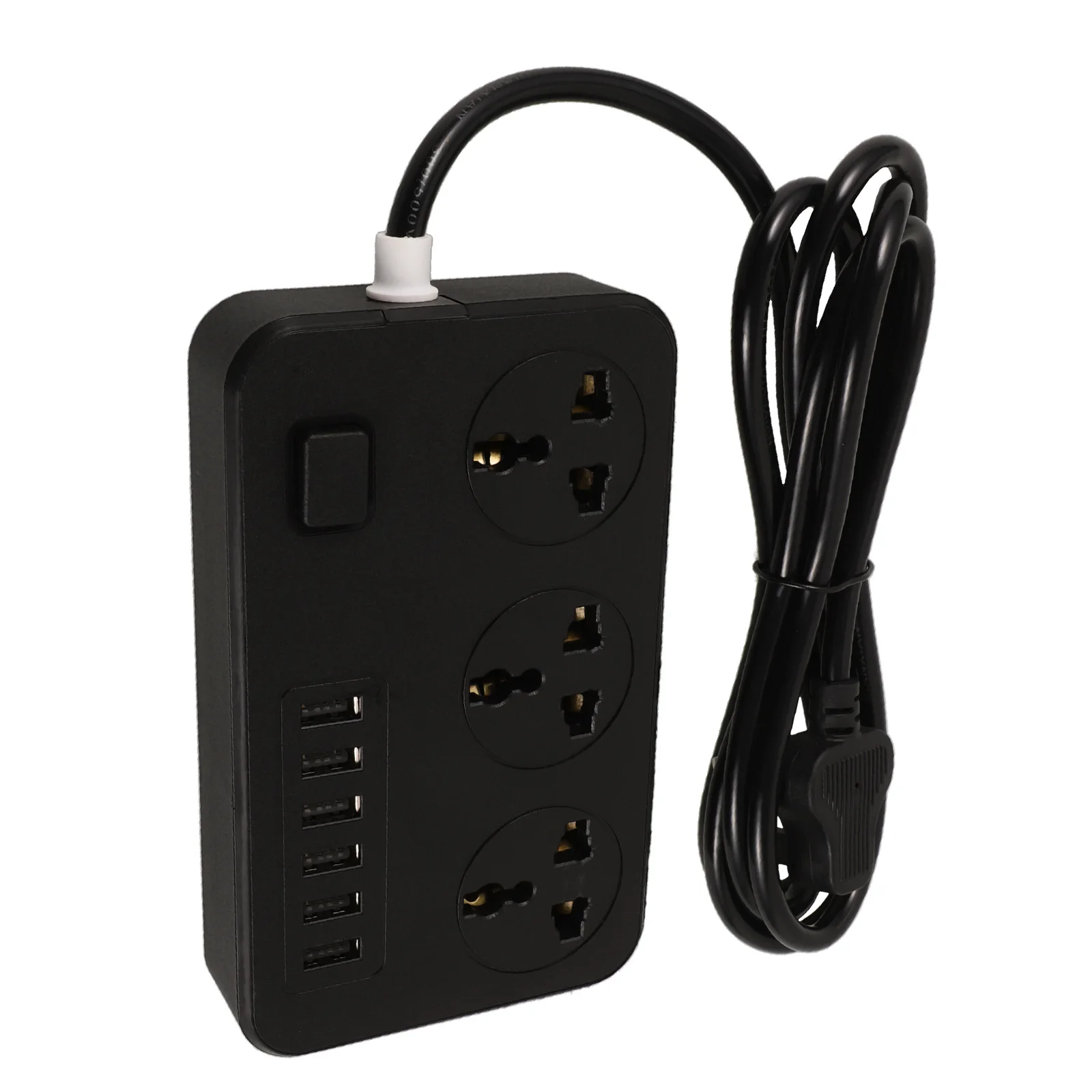 

USB Power Strip Extension Cord with Multiple Ports for Charging Devices Black 6ft PP Material Household Socket