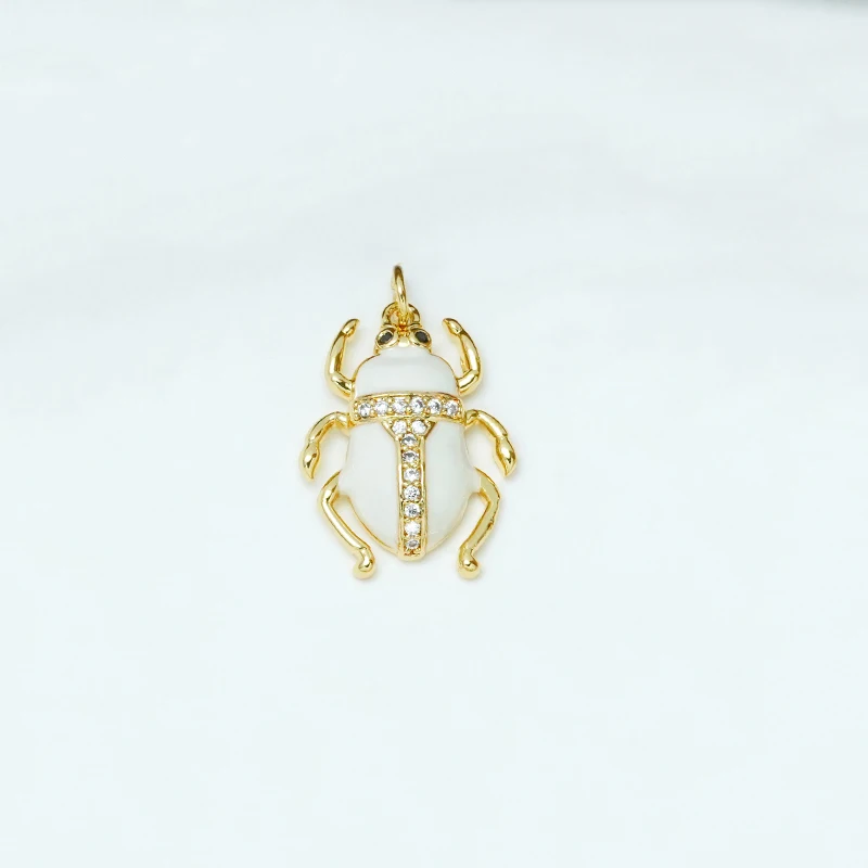 10Pcs Color Enamel Insect Animal Pendant Diy Charm Making Bee Beetle Dragonfly Brass Plated Full Inlay Zircon Jewelry Accessorie