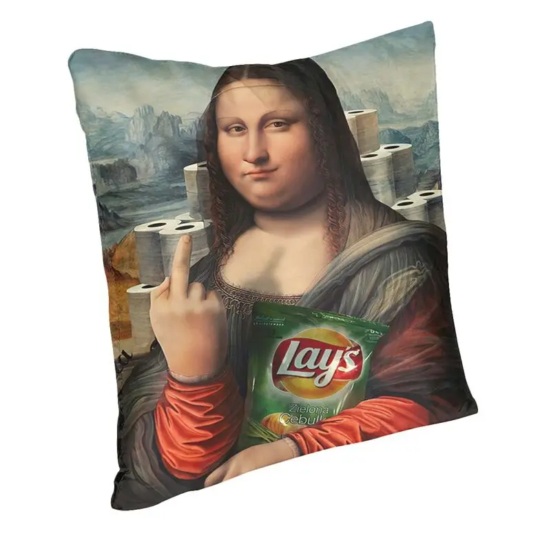 Sexy Mona Lisa Pillowcover Home Decorative Leonardo Da Vinci Oil Painting Cushions Throw Pillow for Sofa Double-sided Printing