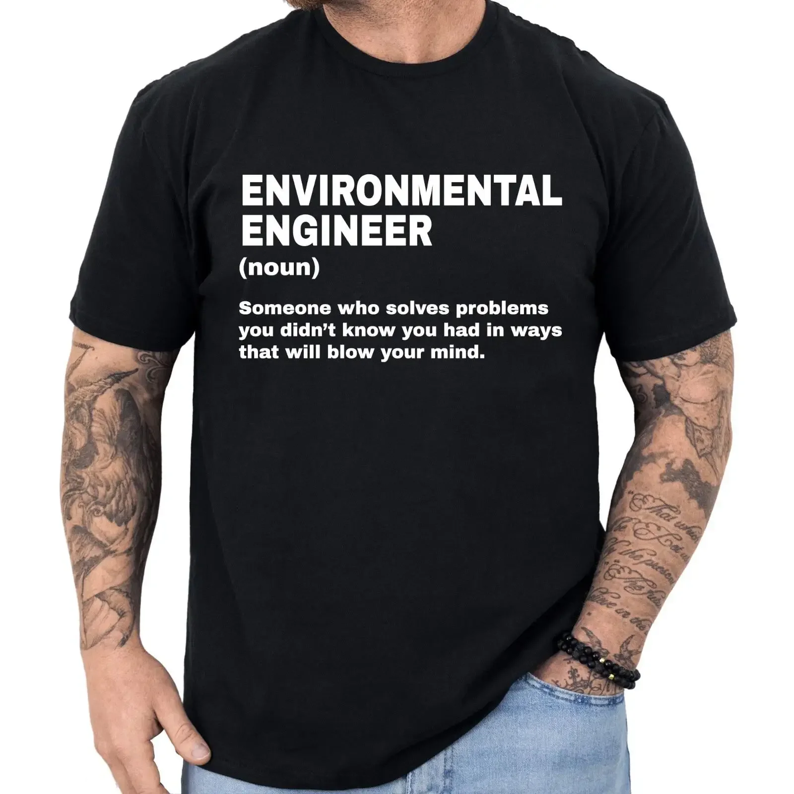 T-shirt avec définition d'ingénieur environnemental, drôle, pour hommes et femmes, vintage, streetwear, unisexe, légèrement extensible