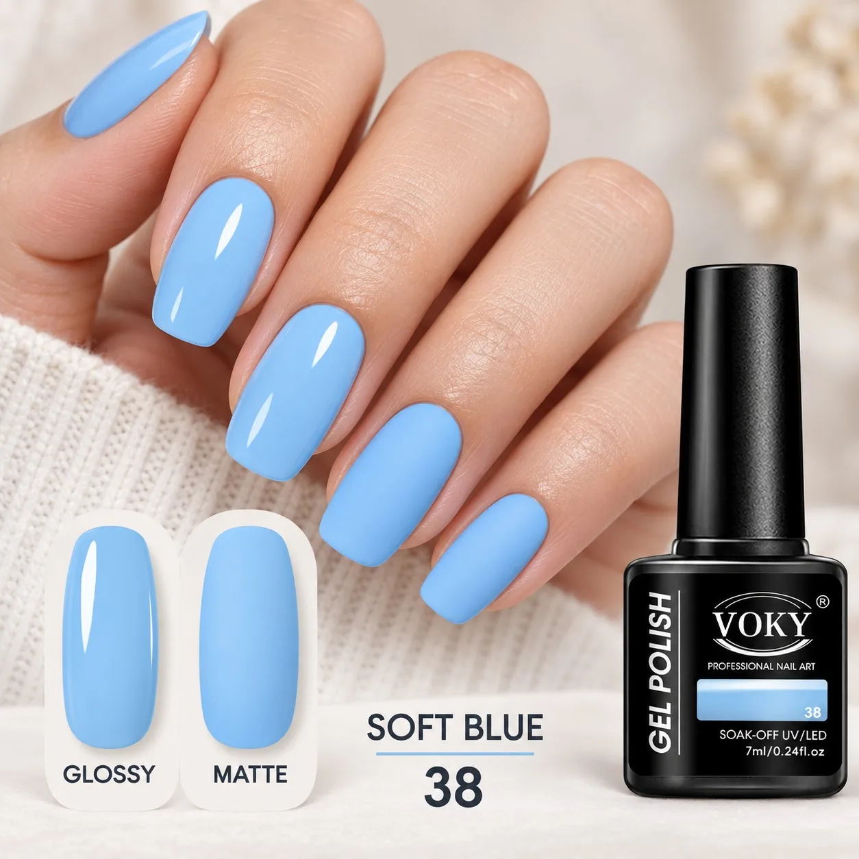 Single Bottle of Light Sky Blue Nail Polish Gel, Salon-Quality Uv/Led Removable Phototherapy Gel, Clear and Bright Light Blue, Smooth and Easy to Apply, Provides Even and Full Color, High Gloss Finish after Curing, Strong and Long-Lasting, Does Not Peel Off Easily, Specially Designed for Summer Nail Art