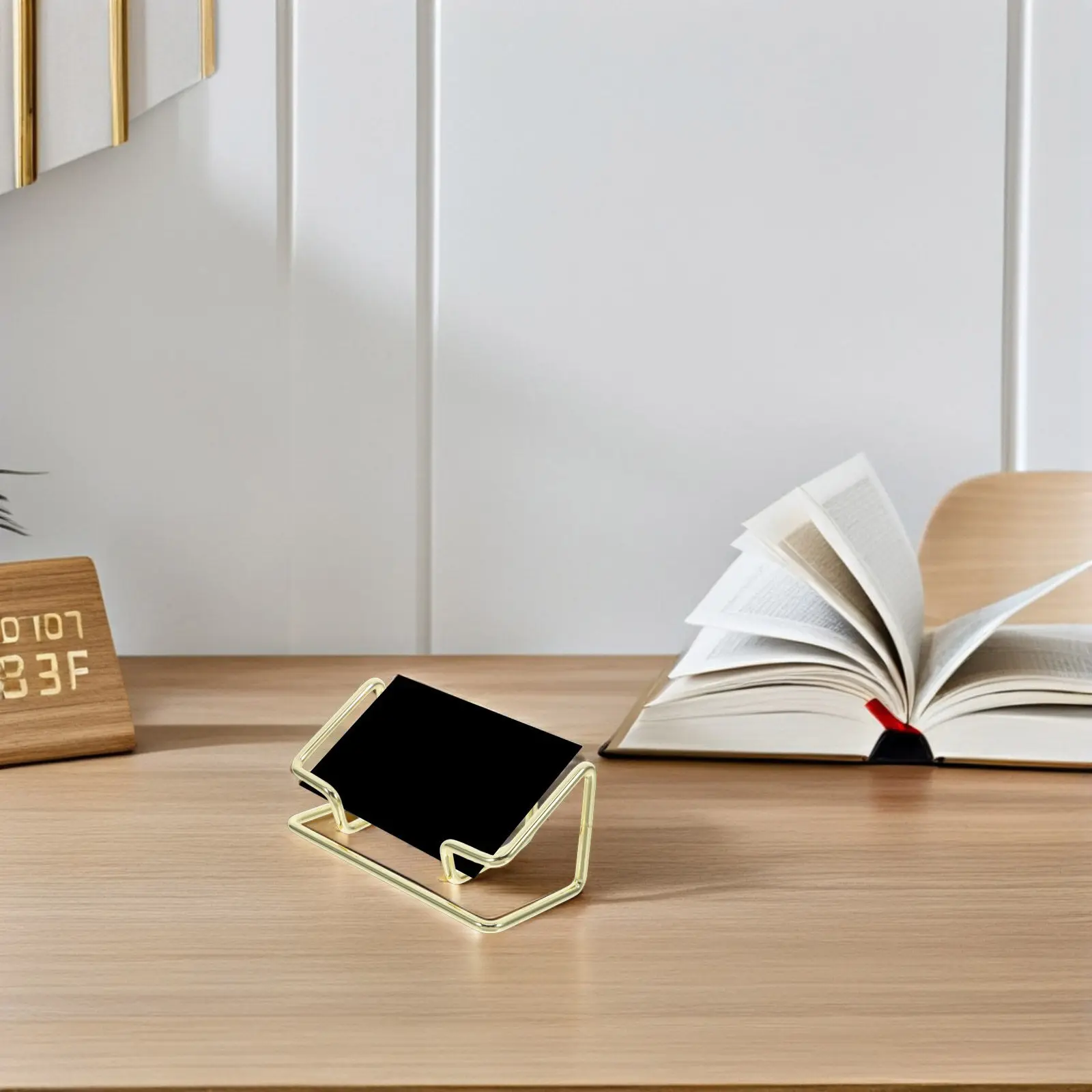 2Pcs Desktop Business Card Holder Metal Organizer Cast Iron Office Desk Stand Storage Display Rack for Name Cards