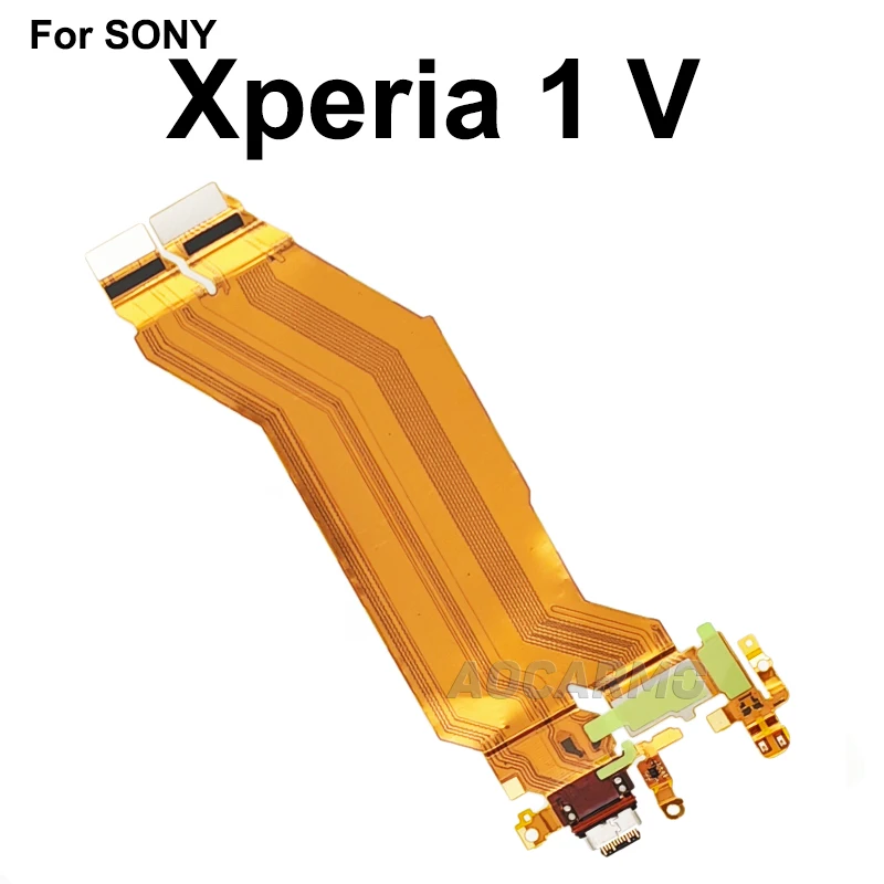 Aocarmo For Sony Xperia 1 V X1v Charging Port Type-C Connector Flex Cable Repair Part XQ-DQ72 DQ62 DQ44 SO-51D SOG10