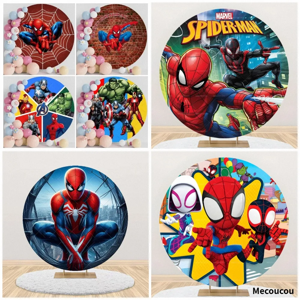 Superheld Spider-Man Runder Hintergrund für Kindergeburtstagspartys, Babypartys, Fotografie-Hintergrund, Studio-Requisiten