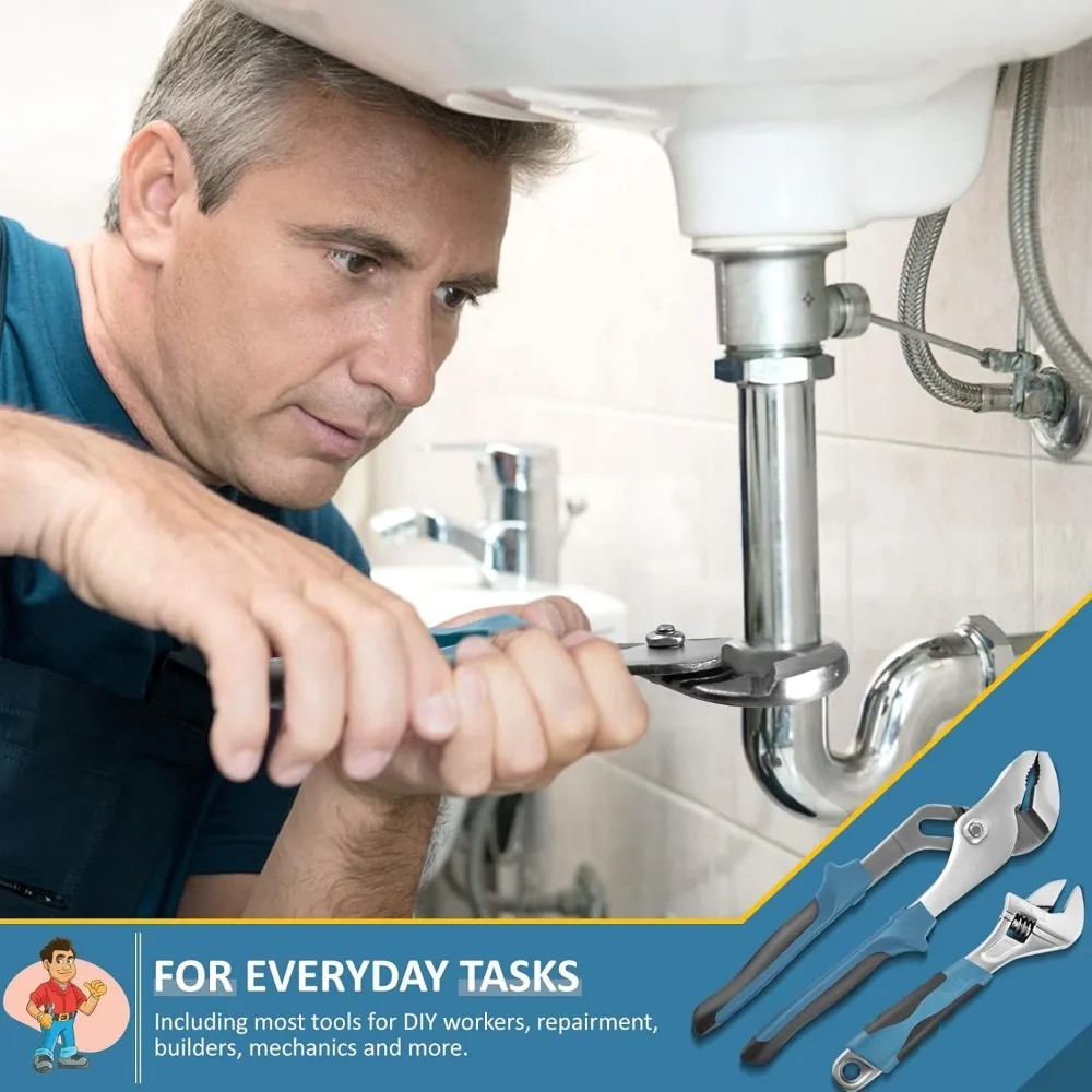 مجموعة أدوات منزلية مكونة من 148 قطعة مع حافظة ومفك براغي وتقاطع وكماشة ومفتاح ربط وجهاز قياس الجهد الكهربائي لمشاريع DIY #6