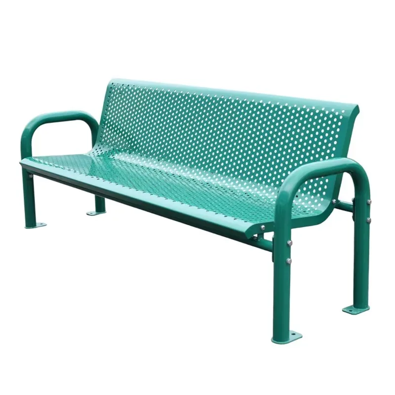 Outdoor Furniture Perforated Metal Bench Public Park Heavy Duty Steel Bench Seat Outdoor Garden