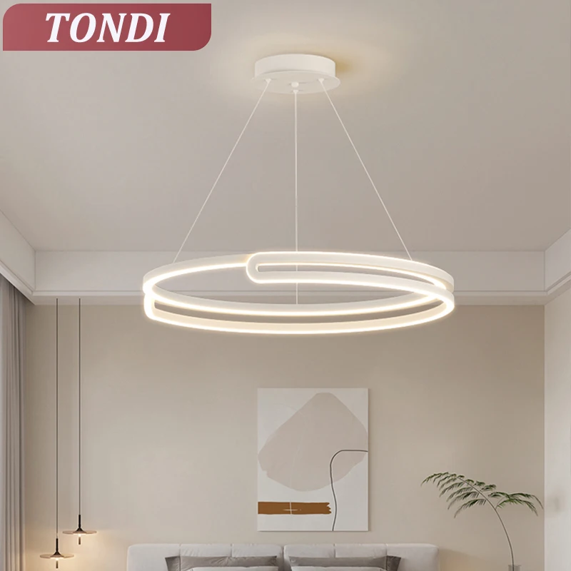

Modern Simple LED Round Chandelier For Dining Room Living Room Bar Hotel Study Ceiling Lamp Home Decor Hanging Lamp Fixture